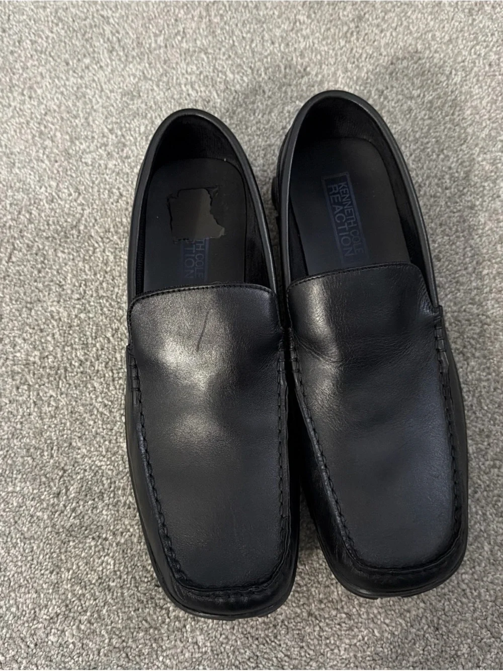 Kenneth Cole Reaction Black Leather Slip-On Loafers for Men